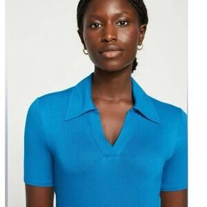 NWT Universal Standard Apero Liquid Jersey Polo Top in Ocean Sz M (18-20)